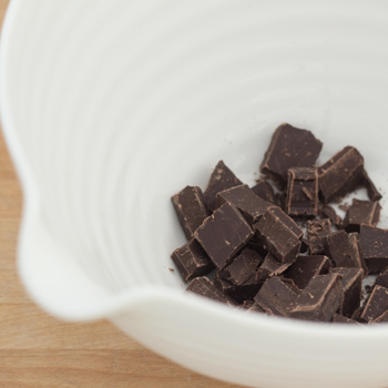 Dark chocolate in a bowl